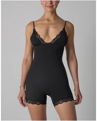 agon® - Lace Trim Deep V-Neck Cami Bodysuit - Lyst
