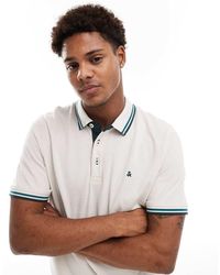 Jack & Jones - Polo Beis De Corte Slim Con Ribetes Y Logo De Piqué De -Beis Neutro - Lyst