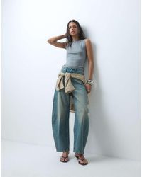 ASOS - High Waist Barrel Leg Jeans - Lyst