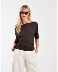 Noisy May - Boatneck Top With Ruched Detail - Lyst
