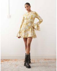 Monki - Floaty Long Sleeve Mini Dress - Lyst