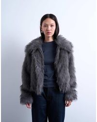 TOPSHOP - Faux Fur Zip Thru Bomber Jacket - Lyst