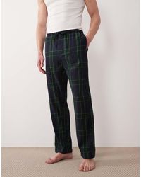 GANT - Pantalones De Pijama Verdes Y Azul Marino A Cuadros De Franela De - Lyst