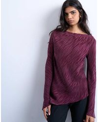 TOPSHOP - Jacquard Zebra Slash Neck Long Sleeve - Lyst