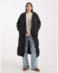 Threadbare - Lange Gewatteerde Jas Met Capuchon - Lyst