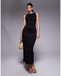ASOS - Slash Neck Ponte Midi Dress With Ruched Side Detail - Lyst