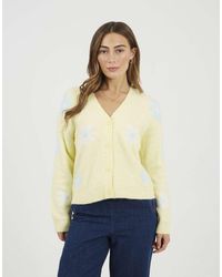 Brave Soul - Soft Flower Jacquard Knitted Cardigan - Lyst