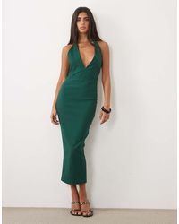 Vesper - Bengaline Scoop Halterneck Tie Detail Midi Dress - Lyst