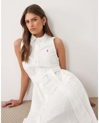 Polo Ralph Lauren - Woven Sleeveless Shirt Day Dress - Lyst
