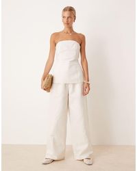 Tala - Heavyweight Linen Tailored Wide Leg Trousers - Lyst