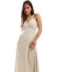 Vero Moda - Maxi-Jurk Van Kant Met Geknoopte Voorkant En Lage Hals - Lyst