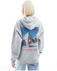 ASOS - Oversized Hoodie With Mountain Ski Graphic - Lyst