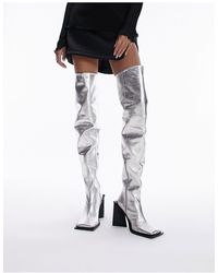 TOPSHOP - Limited Edition Freya Premium Leather Thigh High Square Toe Boot - Lyst