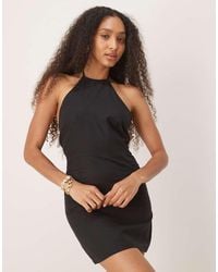 NARRATED - Tie Back Halterneck Mini Dress - Lyst