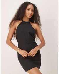NARRATED - Tie Back Halterneck Mini Dress - Lyst