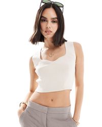 Vero Moda - Ribbed Knit Top With Sweetheart Neckline - Lyst