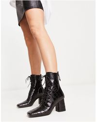 Love Moschino - Lace Up Boots With Zip Back - Lyst