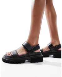AllSaints - Rory Leather Flatform Sandals - Lyst