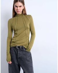TOPSHOP - High Neck Seam Detail Long Sleeve Top - Lyst