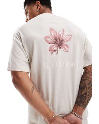 SELECTED - T-shirt oversize avec imprimé fleuri au dos - beige - Lyst