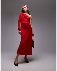 Mango - Long Sleeve One Shoulder Maxi Dress - Lyst
