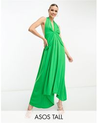 ASOS - Asos Design Tall Deep Plunge Sash Midi Dress - Lyst