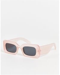 Pieces Oversized Square Clear Frames - Pink