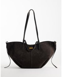 Gina Tricot - Faux Suede Large Tote Bag With Strap Detail - Lyst