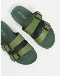 Brave Soul Moulded Double Buckle Sliders - Green