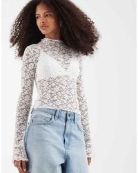 Motel - Beerus Long Sleeve Mock Neck Lace Top - Lyst
