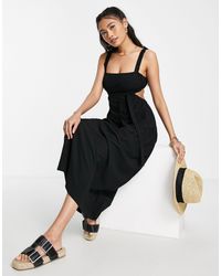 ASOS - Strappy Midi Dress With Cut Outs And Tie Back Detail - Lyst