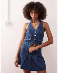 Reclaimed (vintage) - Top Vaquero De Estilo Wéstern Con Cuello Halter Y Lavado Azul Añil De (Parte De Un Conjunto) - Lyst