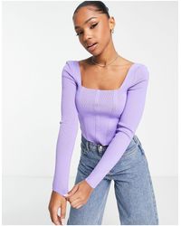 New Look - Knitted Corset Long Sleeved Top - Lyst