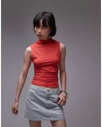 TOPSHOP - Jersey Funnel Neck Sleeveless Top - Lyst