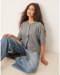 Vila - Short Sleeve Knitted Cardigan - Lyst