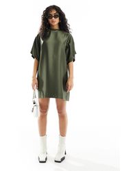ASOS - Satin Oversized Mini Tshirt Dress - Lyst