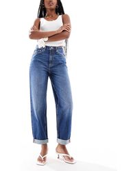 ASOS - Jean mom décontracté à taille haute - délavage foncé - Lyst