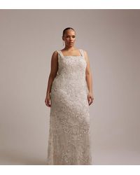 ASOS - Asos Design Curve Ornate Crystal Embellished Square Neck Maxi Wedding Dress - Lyst