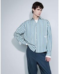 ASOS - Oversized Poplin Stripe Shirt With Chest Embroidery - Lyst