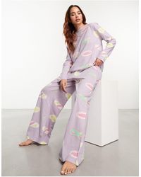 ASOS - Pyjama avec pantalon et top à manches longues et imprimé day dreamer - lilas - Lyst
