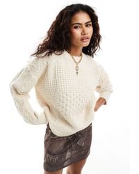Moon River - Crew Neck Long Sleeve Patchwork Knitted Jumper - Lyst
