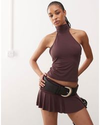 Collusion - Soft Slinky Halter Neck Crop Top - Lyst