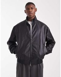 ASOS - Faux Leather Bomber Jacket - Lyst