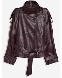 Bershka - Short Leather Effect Trench Coat - Lyst