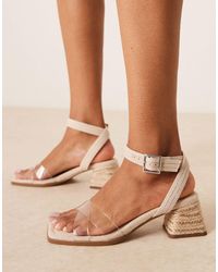Asos Design Wide Fit - – hopefully – sandalen mit blockabsatz und en und naturfarbenen riemen, weite passform - Lyst