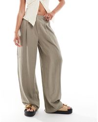 ASOS - Pantalon bouffant fonctionnel en lin mélangé - olive - Lyst