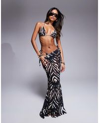 Candypants - Abstract Print Mesh Maxi Beach Skirt - Lyst