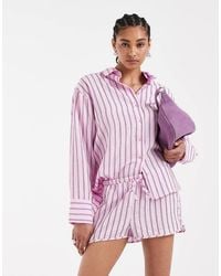 ASOS - Camisa Extragrande A Rayas Rosas, Parte De Un Conjunto-Multi - Lyst