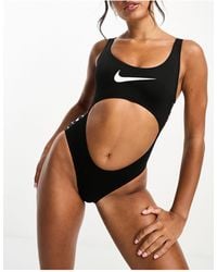Nike - Icon Taped Logo Cutout Swimsuit - Lyst