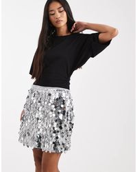Pieces - Disc Sequin Mini Skirt - Lyst